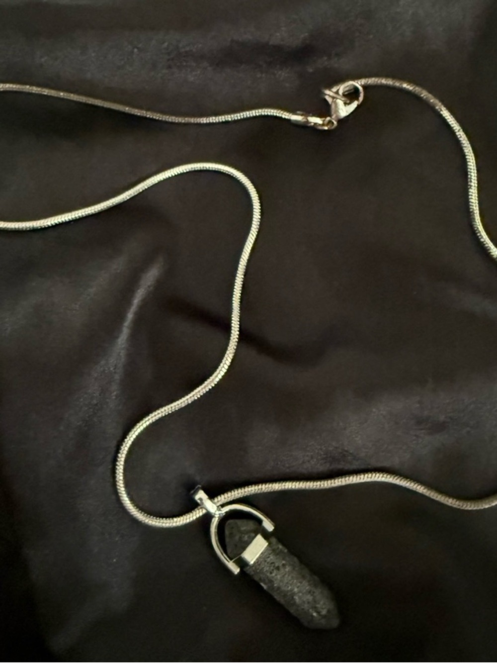 Raw‎ Black Stone Necklace | Earthy Witchy
Pendant | Silver Chain